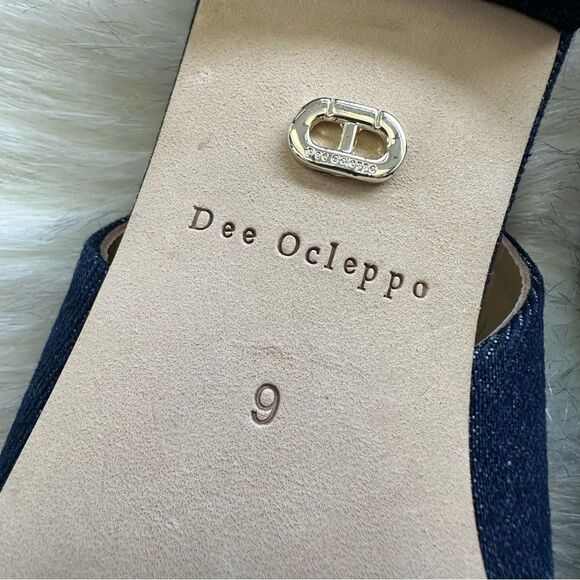 NWT Dee Ocleppo Mumbai ballerina slingback shoes Navy Blue Denim Silver Size 9 - Picture 8 of 8